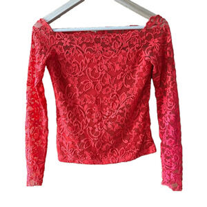 Red Lace Off Shoulder Stretchy Top